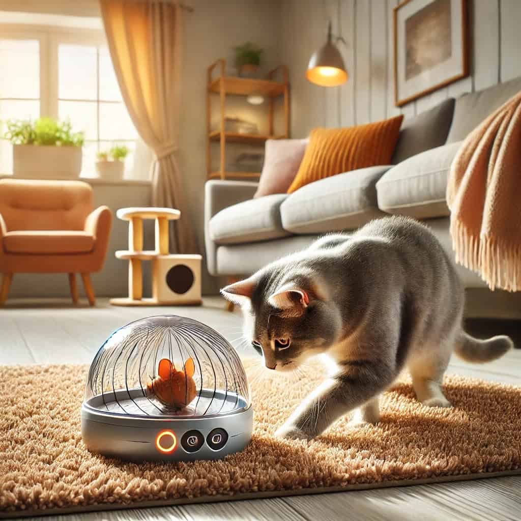 elektroniczne zabawki interaktywne dla kota - przykładowa gra z myszką