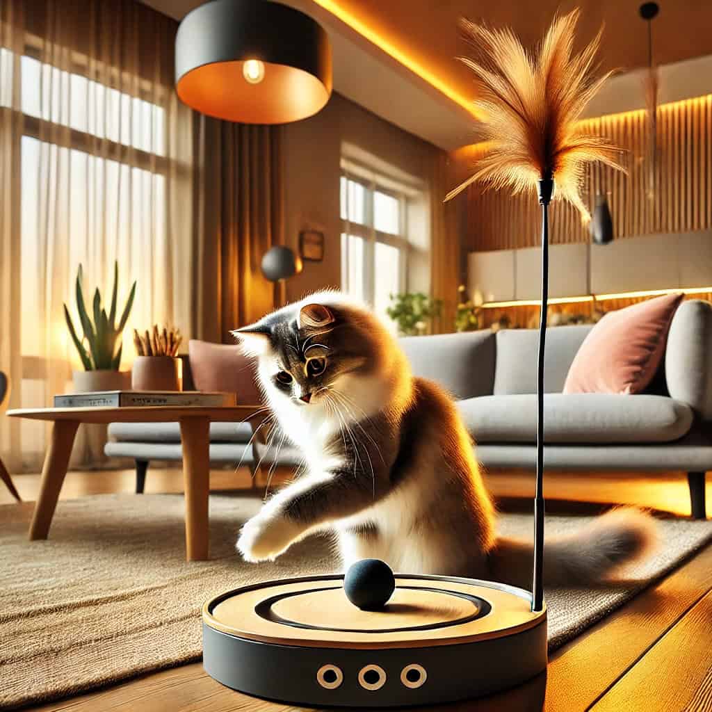 zabawki dla kota interaktywne - przykładowa gra z piłką