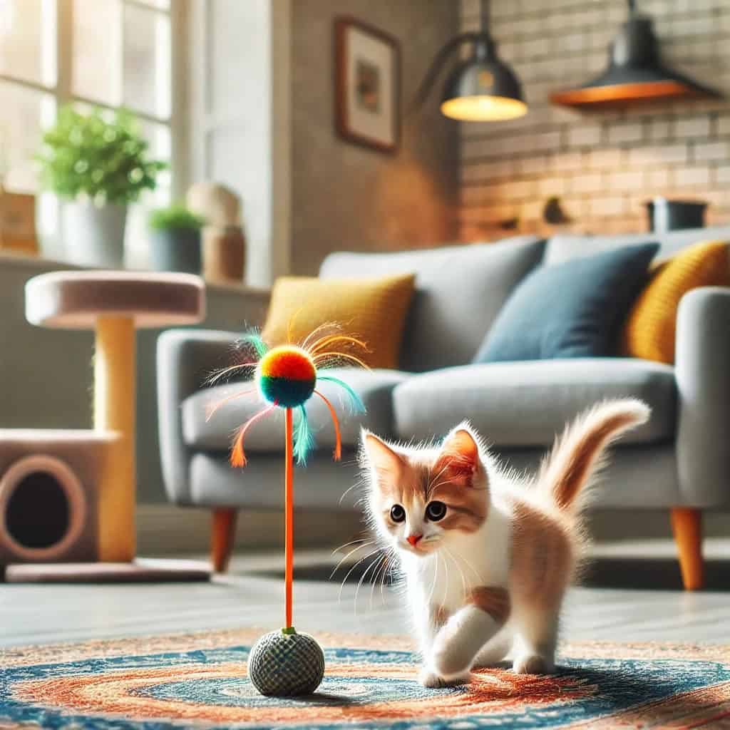zabawki interaktywne dla dorosłych kotów i kociąt - przykładowa gra z kulkami